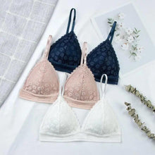 Load image into Gallery viewer, Stunning Hot Look Women's Lace Bra No Steel Ring Beauty Back comfor Wrapped Chest Comfortable Daisy Brassiere Stretch Triangle Cup Padded Underwear 1/2Pcs
