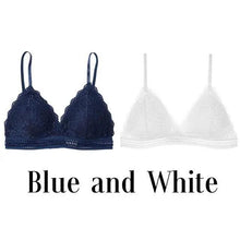 Load image into Gallery viewer, Stunning Women's French Style Lace Bra Girls Triangle Cup Lingerie With Deep V Wireless Underwear Soft Thin Seamless Bra
