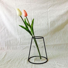Load image into Gallery viewer, Style Retro Line Flowers Vase Frame Nordic Style Wall Hanging Metal Holder Modern Solid Home Decor Modern Rose Frame Clear Vase Planter Flower Holder Decorations for Wedding Living Room, Office Party
