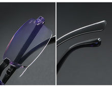 Load image into Gallery viewer, Stylish Fashionable  Blue Light Blocking Rimless Reading Glasses Women Men Simple Modern Square Frameless Diopters Glasses Frameless Reading Glasses Blue Light Blocking Rimless Computer Reader Lightweight Anti Glare Filter Eyeglasses
