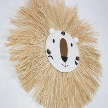 Load image into Gallery viewer, Stylish Interior Hand Woven Cartoon Lion Hanging Decorations Cotton Thread Weaving Animal Head Ornament Children room Wall Hanging
