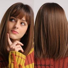Load image into Gallery viewer, Stylish Light White Blonde Ombre Short Bob Wigs for Women Synthetic Straight Hair Wig Natural Cosplay Party Middle Part Wigs Wigs For Black Women Gifts for Bestfriends

