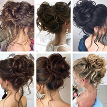 Load image into Gallery viewer, Stylish Synthetic Hair Bun Chignon Messy Curly Hair Band Elastic Scrunchy False Hair Pieces For Women Hairpins Black Brown Clip in Hair Extension For Volumized Hair Buns For Girls
