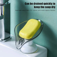 Load image into Gallery viewer, Suction Cup Soap Dish Holder Leaf-Shape Self-Draining Soap Saver Box Not Punched for Shower Bathroom Kitchen Soap Dishes Sponge Container with Suction Cup Leaf Shape Self Draining for Bathroom Kitchen Sink
