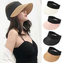 Load image into Gallery viewer, Summer Adjustable Empty Top Hat Portable Foldable Women's Beach Hat Wide Brim Women Sun Hat Fashion Casual Comfortable Cap Visors For Outdoor Activities
