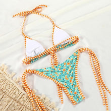 Load image into Gallery viewer, Summer Bikini Luxury Swimwear Women Folds Bikini Set Women's Bikini Set Two Piece Ribbed Front Back Self-tie Triangle Bikini Charming Bottom Bathing Suit Women Swimsuit Lace Up Bikinis For Beach
