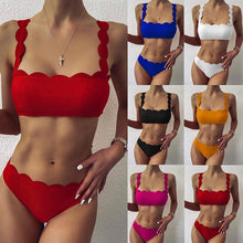Load image into Gallery viewer, Summer Blue Bikini Women Swimwear Female Swimsuit  Women’s Floral Print Lace-up Strapless Padded Comfortable Swimwear Bathing Suit Two-pieces Bikini Set Knotted Bathing Swim Suit
