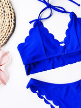Load image into Gallery viewer, Summer Blue Bikini Women Swimwear Female Swimsuit  Women’s Floral Print Lace-up Strapless Padded Comfortable Swimwear Bathing Suit Two-pieces Bikini Set Knotted Bathing Swim Suit
