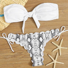 Load image into Gallery viewer, Summer Blue Bikini Women Swimwear Female Swimsuit  Women’s Floral Print Lace-up Strapless Padded Comfortable Swimwear Bathing Suit Two-pieces Bikini Set Knotted Bathing Swim Suit

