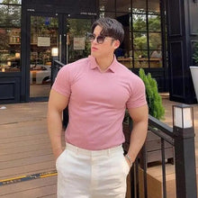Load image into Gallery viewer, Summer Casual Man New Fashion Polo T Shirt Men Gyms Fitness Modern Short Sleeve T-Shirt Male Bodybuilding Workout Polo Tees Tops Clothes Men's Muscle T-Shirt Plus Size Short Sleeve Polo Shirt Casual Tops Summer Tee Shirts Slim Fit Workout Shirts

