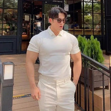 Load image into Gallery viewer, Summer Casual Man New Fashion Polo T Shirt Men Gyms Fitness Modern Short Sleeve T-Shirt Male Bodybuilding Workout Polo Tees Tops Clothes Men's Muscle T-Shirt Plus Size Short Sleeve Polo Shirt Casual Tops Summer Tee Shirts Slim Fit Workout Shirts
