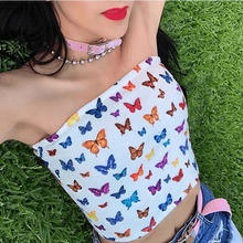 Load image into Gallery viewer, Summer fashion styles sleeveless butterfly print sexy streetwear crop tops cute tops for Women
