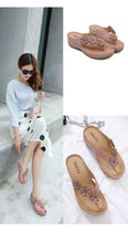 Load image into Gallery viewer, Summer Flat Sandal For Women Multicolor Handmade Retro Flowers Flip-Flops Women Slippers Cute Flat Summer Flats Sandals Women Strappy Flat Open Toe Sandals
