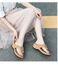 Load image into Gallery viewer, Summer Flat Sandal For Women Multicolor Handmade Retro Flowers Flip-Flops Women Slippers Cute Flat Summer Flats Sandals Women Strappy Flat Open Toe Sandals
