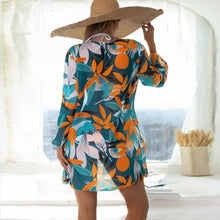 Load image into Gallery viewer, Summer Floral Print Bikini Swimsuit Women 3 Piece High-Waist Bikini Set Swimwear Female Push-Up Bathing Suit Tropical High Waist Wrap Swimsuit With Beach Cover Ups Soft And Breathable Summer Bikini
