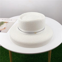 Load image into Gallery viewer, Summer Hat New Female Sun Hat Folding Beach Hat New Women's Ladies Wide Large Brim Floppy Folding Summer Beach Sun Hat Straw Cap Big Brim Elegant White Travel Sun Hat 55-58CM
