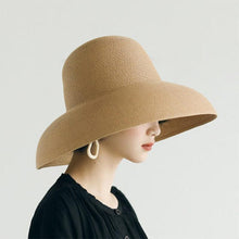 Load image into Gallery viewer, Summer Hat New Female Sun Hat Folding Beach Hat New Women's Ladies Wide Large Brim Floppy Folding Summer Beach Sun Hat Straw Cap Big Brim Elegant White Travel Sun Hat 55-58CM
