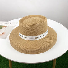 Load image into Gallery viewer, Summer Hat New Female Sun Hat Folding Beach Hat New Women's Ladies Wide Large Brim Floppy Folding Summer Beach Sun Hat Straw Cap Big Brim Elegant White Travel Sun Hat 55-58CM
