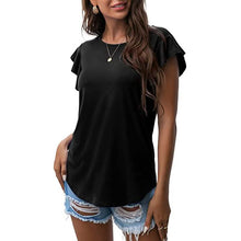 Load image into Gallery viewer, Summer Knit Ruffle Short Sleeve Top
