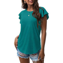 Load image into Gallery viewer, Summer Knit Ruffle Short Sleeve Top
