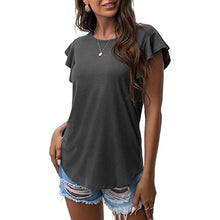 Load image into Gallery viewer, Summer Knit Ruffle Short Sleeve Top
