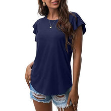 Load image into Gallery viewer, Summer Knit Ruffle Short Sleeve Top
