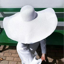 Load image into Gallery viewer, Summer Large Wide Brim Foldable Sun Hats For Women Foldable Sun Hat Wide Brim Summer Straw Floppy Beach Hat Oversized Sun Hat Modern Travel Straw Hat Fashionable Lady UV Protection Beach Hat 54-57cm
