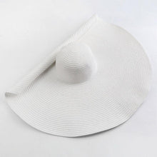 Load image into Gallery viewer, Summer Large Wide Brim Foldable Sun Hats For Women Foldable Sun Hat Wide Brim Summer Straw Floppy Beach Hat Oversized Sun Hat Modern Travel Straw Hat Fashionable Lady UV Protection Beach Hat 54-57cm
