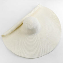 Load image into Gallery viewer, Summer Large Wide Brim Foldable Sun Hats For Women Foldable Sun Hat Wide Brim Summer Straw Floppy Beach Hat Oversized Sun Hat Modern Travel Straw Hat Fashionable Lady UV Protection Beach Hat 54-57cm
