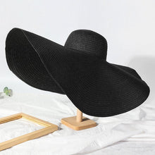 Load image into Gallery viewer, Summer Large Wide Brim Foldable Sun Hats For Women Foldable Sun Hat Wide Brim Summer Straw Floppy Beach Hat Oversized Sun Hat Modern Travel Straw Hat Fashionable Lady UV Protection Beach Hat 54-57cm
