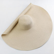 Load image into Gallery viewer, Summer Large Wide Brim Foldable Sun Hats For Women Foldable Sun Hat Wide Brim Summer Straw Floppy Beach Hat Oversized Sun Hat Modern Travel Straw Hat Fashionable Lady UV Protection Beach Hat 54-57cm
