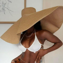 Load image into Gallery viewer, Summer Large Wide Brim Foldable Sun Hats For Women Foldable Sun Hat Wide Brim Summer Straw Floppy Beach Hat Oversized Sun Hat Modern Travel Straw Hat Fashionable Lady UV Protection Beach Hat 54-57cm
