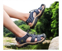Load image into Gallery viewer, Summer Men's Breathable Sandals Beach Casual Shoes Thick Sole Closed Toe Aqua Shoes Hiking Fishing Summer Closed Toe Walking Sandal For Athletic Outdoor Lightweight Beach Breathable Waterproof Sandals
