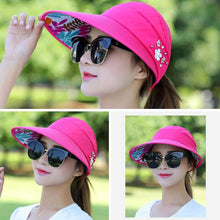 Load image into Gallery viewer, Summer Modern Adult Hats For Women Foldable Sun Hat Women's Adjustable Packable Roll-Up Visor Flower Hat Outdoor Female Casual Baseball Cap For Sport
