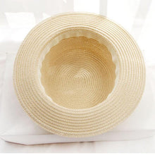 Load image into Gallery viewer, Summer New Sun Hat Stylish Bowknot Straw Hat For Women Beach Caps Parent-child Summer New Women's Sun Hat Bucket Cap Beige Flowers Ribbon Party Straw Hat For Women
