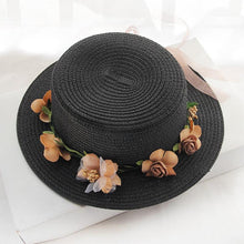 Load image into Gallery viewer, Summer New Sun Hat Stylish Bowknot Straw Hat For Women Beach Caps Parent-child Summer New Women's Sun Hat Bucket Cap Beige Flowers Ribbon Party Straw Hat For Women
