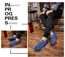 Load image into Gallery viewer, Summer Slip On Men's Casual Shoes Rubber Solid Mens Canvas Shoes Lightweight Waterproof Flat Casual Sneakers Loafer Shoes Casual Canvas Indoor Loafers
