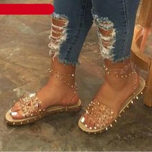 Load image into Gallery viewer, Summer Woman Transparent Buckle Strap Shoes Women's Sandals Cute Flat Dressy Summer Beach Flat Sandals Casual Open Toe Buckle Ankle Strap Sandals Shoes Flat Sandals Adjustable Buckle For Women

