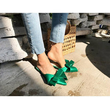Load image into Gallery viewer, Summer Women's Shoes Silk Satin Trendy Slippers Flat Heel Women's Shoes Silk Satin Pointed Bow Tie Flat Heel Outdoor Sandals Slides Party Sandals Casual Shoes Summer Low Heeled
