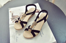 Load image into Gallery viewer, Summer Women Sandals Soft Comfortable Modern Shoes Flat Pearl Sandals Comfortable Ankle Strap Sandals Slip On Flat Sandal Elastic Comfort Summer Shoes
