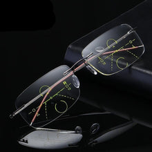 Load image into Gallery viewer, Super Light Multifocal Progressive Reading Glasses For Men And Women Anti Blue Light Near Far Sight Eyewear For Men And Women Rimless Progressive Multifocus Reading Glasses Blue Light Blocking No Line Multifocal Computer Readers for Women Men
