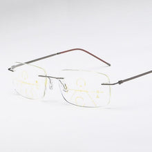 Load image into Gallery viewer, Super Light Multifocal Progressive Reading Glasses For Men And Women Anti Blue Light Near Far Sight Eyewear For Men And Women Rimless Progressive Multifocus Reading Glasses Blue Light Blocking No Line Multifocal Computer Readers for Women Men
