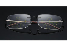 Load image into Gallery viewer, Super Light Multifocal Progressive Reading Glasses For Men And Women Anti Blue Light Near Far Sight Eyewear For Men And Women Rimless Progressive Multifocus Reading Glasses Blue Light Blocking No Line Multifocal Computer Readers for Women Men

