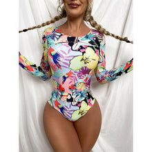 Load image into Gallery viewer, Surfing Swimsuit For Women Bikini Long Sleeve Swimwear Tiger Print Push Up Summer Bath Suit Two Piece Surfing Rash Guard Bikini Long Sleeve Swimsuit Set
