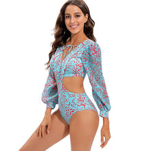 Load image into Gallery viewer, Surfing Swimsuit For Women Bikini Long Sleeve Swimwear Tiger Print Push Up Summer Bath Suit Two Piece Surfing Rash Guard Bikini Long Sleeve Swimsuit Set
