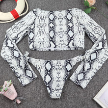 Load image into Gallery viewer, Surfing Swimsuit For Women Bikini Long Sleeve Swimwear Tiger Print Push Up Summer Bath Suit Two Piece Surfing Rash Guard Bikini Long Sleeve Swimsuit Set
