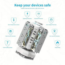 Load image into Gallery viewer, Surge Protector Tower 1800J with 4 USB A Ports, USB C (PD18W) Port, 12 AC Outlets and 10FT Cord
