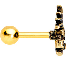 Load image into Gallery viewer, 1/4 Gold PVD Steampunk Tiki Skull Headdress Cartilage Tragus Earring
