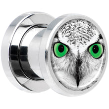 Load image into Gallery viewer, Black White Owl Steel Screw Fit Plug Set 0G
