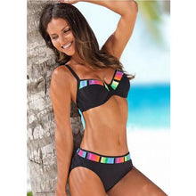 Load image into Gallery viewer, Swimwear Bikinis   Swimming Suit For Women Swimsuit Padded Push-up Bikini Set Women Padded Push up Bikini Set Halter Two Piece Cross Top Swimsuit Patchwork Bathing Suit
